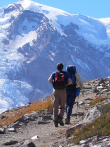 Hiking at Second Burroughs, Mt. Rainier